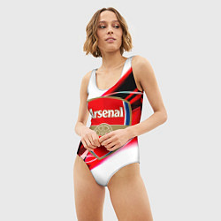 Купальник-боди 3D женский Арсенал геометрия красные полосы, цвет: 3D-принт — фото 2