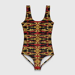 Купальник-боди 3D женский Царская вышивка, цвет: 3D-принт