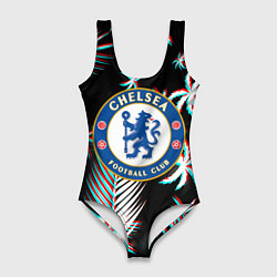 Купальник-боди 3D женский Chelsea тропики глитч текстура, цвет: 3D-принт