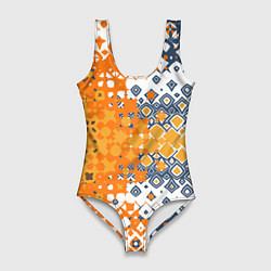 Купальник-боди 3D женский Геометрические разводы, цвет: 3D-принт