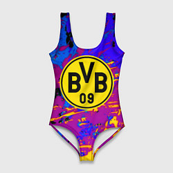 Купальник-боди 3D женский Borussia абстрактные краски, цвет: 3D-принт