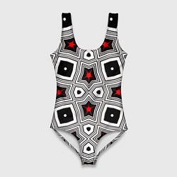 Купальник-боди 3D женский Звезды в геометрической абстракции, цвет: 3D-принт