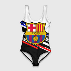 Купальник-боди 3D женский Barcelona полосы текстура спорт, цвет: 3D-принт