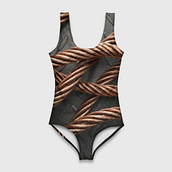 Купальник-боди 3D женский Витая медь, цвет: 3D-принт