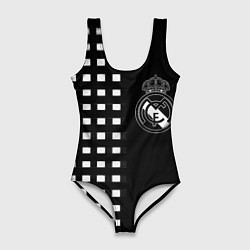 Купальник-боди 3D женский Real Madrid клетка, цвет: 3D-принт