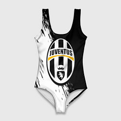 Купальник-боди 3D женский Juventus белые краски текстура, цвет: 3D-принт