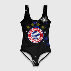 Купальник-боди 3D женский Бавария Мюнхен снежинки ночь, цвет: 3D-принт