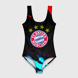 Купальник-боди 3D женский Бавария Мюнхен неоновый огонь, цвет: 3D-принт