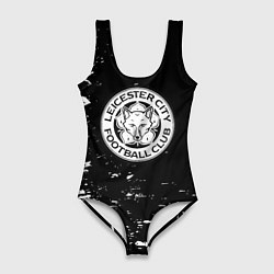 Купальник-боди 3D женский Лестер сити краски белые, цвет: 3D-принт