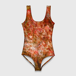 Купальник-боди 3D женский Абстракция - bright red, цвет: 3D-принт