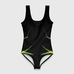 Купальник-боди 3D женский Color green black, цвет: 3D-принт