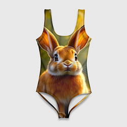 Купальник-боди 3D женский Зайчик в лесу, цвет: 3D-принт