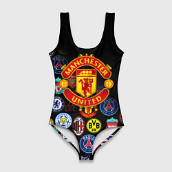 Купальник-боди 3D женский Манчестер логотипы команд, цвет: 3D-принт