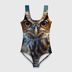 Купальник-боди 3D женский Лунная сова в лесу, цвет: 3D-принт