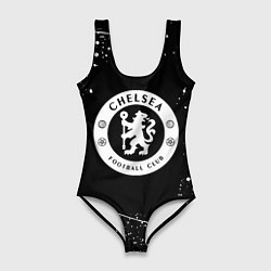 Купальник-боди 3D женский Челси белые краски всплеск, цвет: 3D-принт