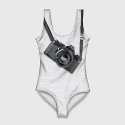 Купальник-боди 3D женский Фотоаппарат на груди, цвет: 3D-принт