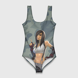 Купальник-боди 3D женский Военная девушка Тифа Локхарт - Final Fantasy, цвет: 3D-принт