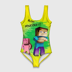 Купальник-боди 3D женский Hello Minecraft, цвет: 3D-принт