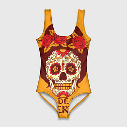 Купальник-боди 3D женский Мексиканский череп, цвет: 3D-принт