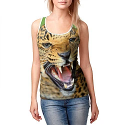 Майка-безрукавка женская Свирепый леопард, цвет: 3D-белый — фото 2