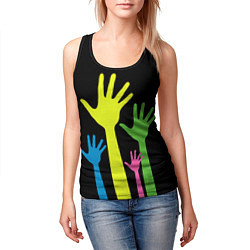 Майка-безрукавка женская Руки вверх!, цвет: 3D-черный — фото 2
