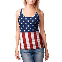 Майка-безрукавка женская Флаг США, цвет: 3D-белый — фото 2