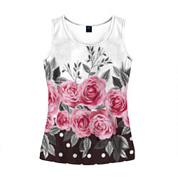 Майка-безрукавка женская Roses Trend, цвет: 3D-белый