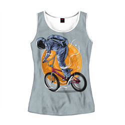 Майка-безрукавка женская Космический велосипедист Z, цвет: 3D-белый