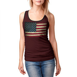 Майка-безрукавка женская USA флаг, цвет: 3D-черный — фото 2