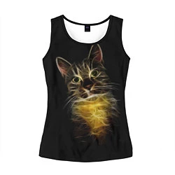 Майка-безрукавка женская Дымчато-световой кот, цвет: 3D-черный