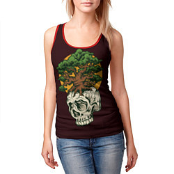 Майка-безрукавка женская Дерево растущее из черепа, цвет: 3D-красный — фото 2