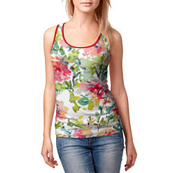 Майка-безрукавка женская Floral pattern Watercolour Summer, цвет: 3D-красный — фото 2