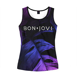 Майка-безрукавка женская Bon Jovi neon monstera, цвет: 3D-черный