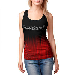 Майка-безрукавка женская Evanescence red plasma, цвет: 3D-черный — фото 2
