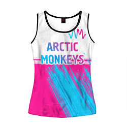 Майка-безрукавка женская Arctic Monkeys neon gradient style: символ сверху, цвет: 3D-черный