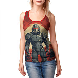 Майка-безрукавка женская Воин в тяжелой силовой броне, цвет: 3D-красный — фото 2