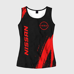Майка-безрукавка женская Nissan - red gradient вертикально, цвет: 3D-черный