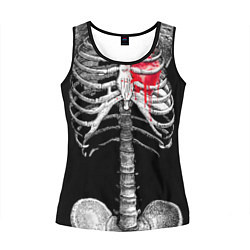 Майка-безрукавка женская Скелет с сердцем цвета 3D-черный — фото 1
