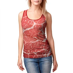 Майка-безрукавка женская Кусок мяса, цвет: 3D-красный — фото 2