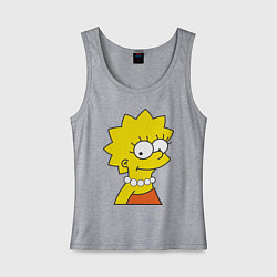 Майка женская хлопок Lisa Simpson, цвет: меланж