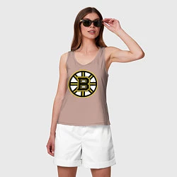 Майка женская хлопок Boston Bruins, цвет: пыльно-розовый — фото 2
