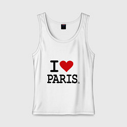 Майка женская хлопок I love Paris, цвет: белый