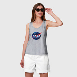 Майка женская хлопок NASA: Cosmic Logo, цвет: меланж — фото 2
