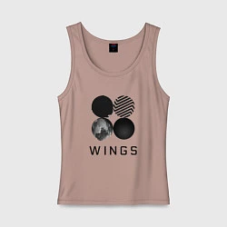 Майка женская хлопок BTS Wings, цвет: пыльно-розовый