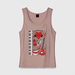 Майка женская хлопок Истинный меломан, цвет: пыльно-розовый