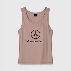 Майка женская хлопок Logo Mercedes-Benz, цвет: пыльно-розовый