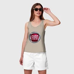 Майка женская хлопок FIAT logo, цвет: миндальный — фото 2
