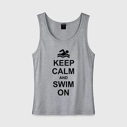 Майка женская хлопок Keep Calm & Swim On, цвет: меланж