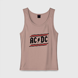 Майка женская хлопок AC/DC Voltage, цвет: пыльно-розовый