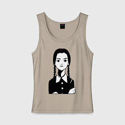 Майка женская хлопок Wednesday Addams, цвет: миндальный